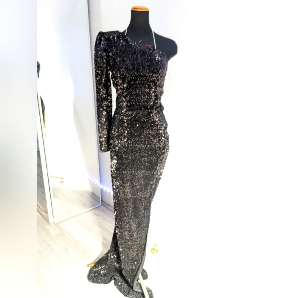Black sequined maxi gown